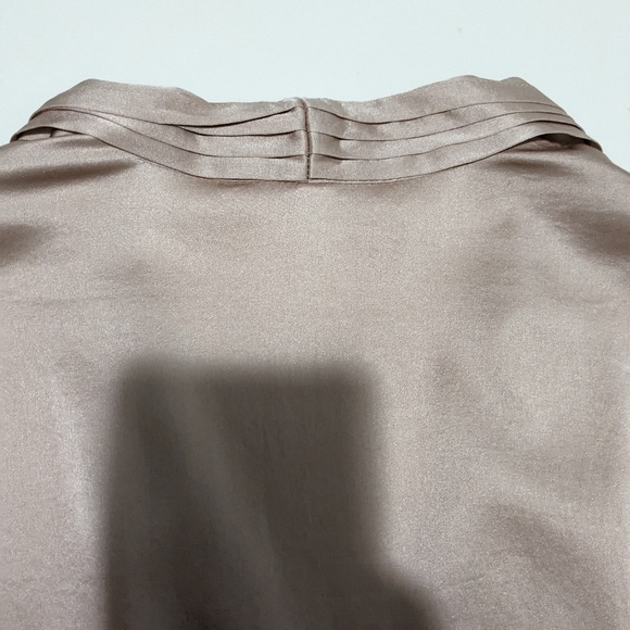 🦃 Josef women's pink / beige short sleeves 100% silk top size S - Picture 4 of 10